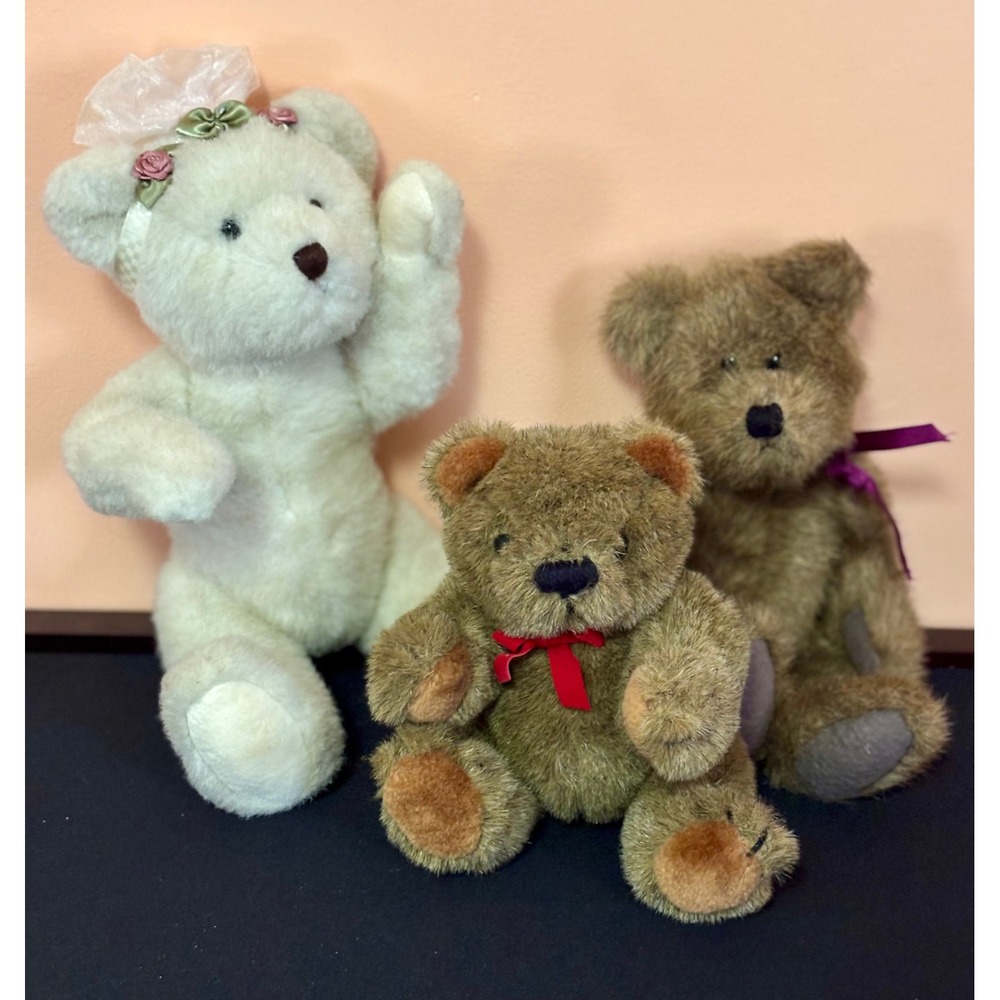 Vintage Boyds & Gund Poseable Teddy Bear Collection Lot Plush Bears Brown Cream